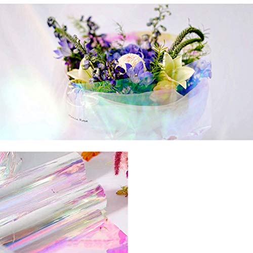 NUOBESTY Color Iridiscente Wrap Paper Rainbow Film Regalos láser y DIY Ramo de flores Envoltura de película para Navidad Cumpleaños Boda - 1pc