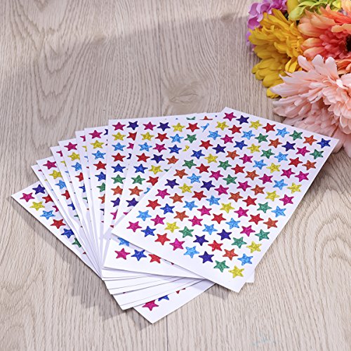 NUOLUX Pack de 960pcs 1cm autoadhesivo colores surtidos láser brillantes estrella pegatinas niños estudiantes recompensas profesores suministros