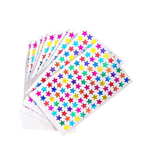 NUOLUX Pack de 960pcs 1cm autoadhesivo colores surtidos láser brillantes estrella pegatinas niños estudiantes recompensas profesores suministros