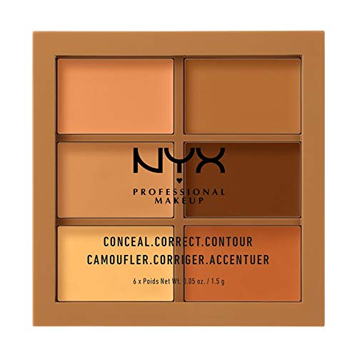 NYX Professional Makeup Paleta de correctores y contouring Conceal, Correct, Contour Palette, 6 sombras, Textura cremosa, Tono: Deep