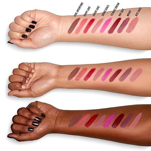 NYX PROFESSIONAL MAKEUP pintalabios mate larga duración Labial Poowder Puff Lippie Lip Cream Tono 3 Group Love Color Rojo oscuro