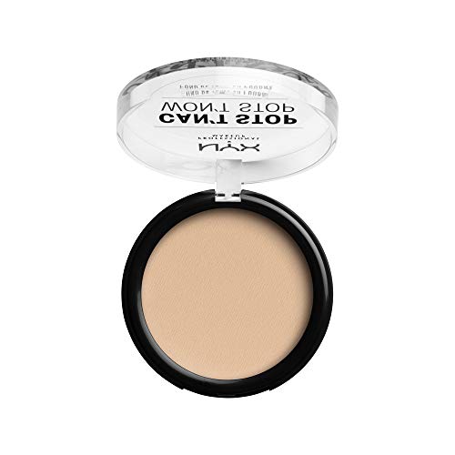 NYX Professional Makeup Polvos de sol Can't Stop Won't Stop Full Coverage Powder Foundation, Acabado mate, Control de brillos, Larga duración, Fórmula vegana, Tono: Vanilla