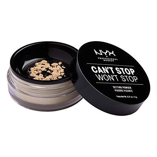 NYX Professional Makeup Polvos fijadores Can't Stop Won't Stop Setting Powder, Polvos sueltos, Acabado mate, Absorben brillos, Fórmula vegana, Tono: Light-Medium