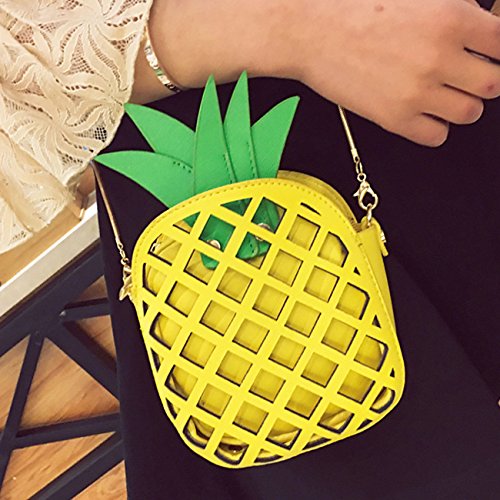 OFKPO Bolsa de Hombro Bolsa de Mensajero, Forma de Piña en Forma de Bolso de Hombro único, Amarillo