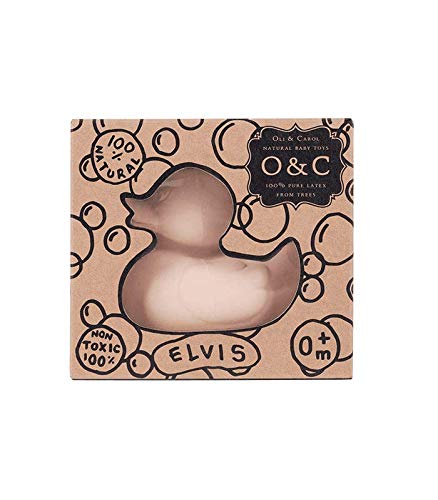 Oli&Carol - Juguete de baño de Caucho Natural, Patito Elvis para bañera, Nude, 8 cm