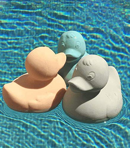 Oli&Carol - Juguete de baño de Caucho Natural, Patito Elvis para bañera, Nude, 8 cm