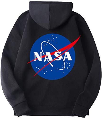 OLIPHEE Sudaderas con Capucha Color Sólido con Logo de NASA para Fanáticos de Aeroespacial para Hombre c/Hei-S
