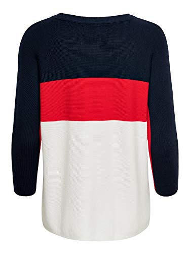 Only Onlregitze 3/4 Pullover Knt Noos suéter, Multicolor (Night Sky Detail: High Risk Red/Cloud Dancer), 42 (Talla del Fabricante: Large) para Mujer