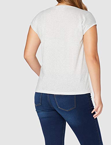 Only onlSILVERY S/S V Neck Lurex Top JRS Noos Camiseta, Gris (Silver), 34 (Talla del Fabricante: X-Small) para Mujer