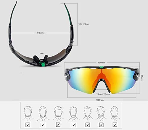 OPEL-R Gafas de Ciclismo de Deportes al Aire Libre, Gafas MTB Polarizadas a Prueba de Viento para Bicicletas PC Casual Beach Oakley Jawbreaker Sunglasses Contiene 5 Tipos de Lentes,1SUBSECTION