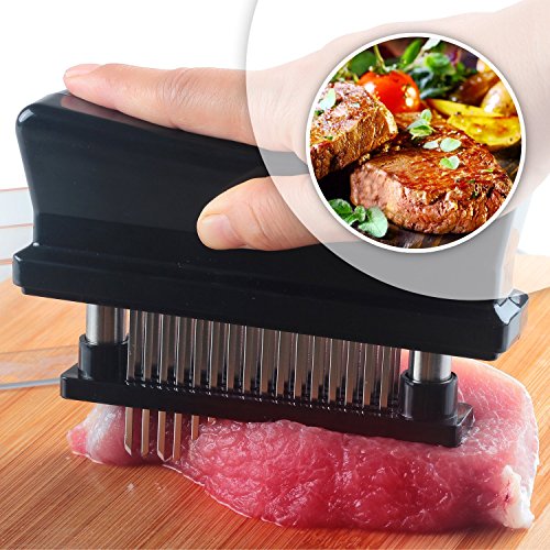 ORBLUE Ablandador de Carne Manual con 48 cuchillas de acero inoxidable - (Negro)