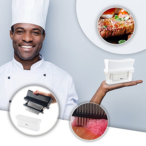 ORBLUE Ablandador de Carne Manual con 48 cuchillas de acero inoxidable - (Negro)