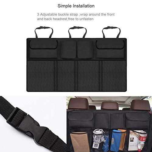 Organizador Maletero Coche, Organizadores para Asientos de coches con 8 Bolsillos para Más Espacio Maletero con Correas Ajustables para Caber Todos los Vehículos, Negro