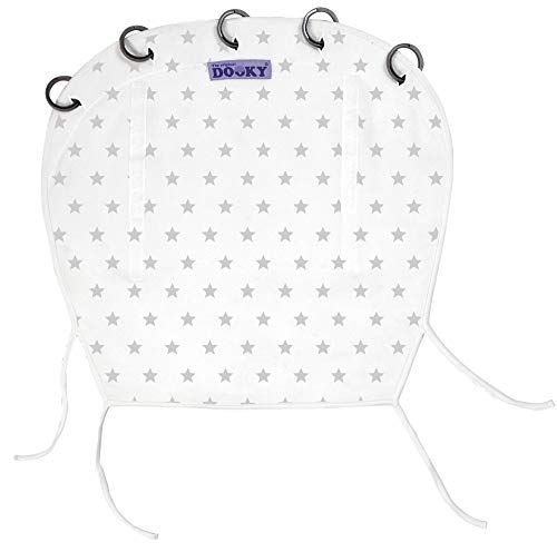 Original Dooky - Parasol para carrito y silla de coche, diseño de estrellas, color blanco y plateado