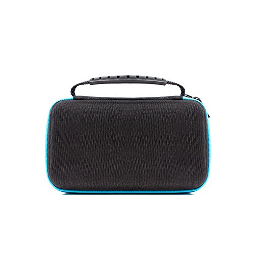 Orzly Funda 2DSXL, Transportar New 2DS XL - Funda Dura de Viaje para Llevar la Nueva Consola Nintendo 2DS XL con Ranuras para Juegos y Bolsillo con Cremallera – Azul sobre Negro