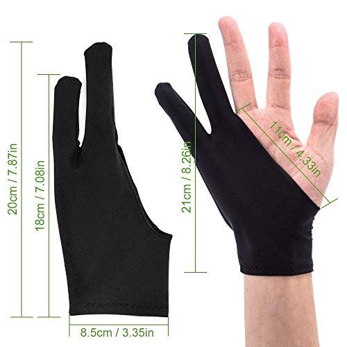 OTraki Guante Dibujo Anti Incrustantes para Tableta Gráfica Guantes Artritis Guante de Dos Dedos Tamaño Universal con Dos Dedos para Mano Derecha e Izquierda - Pack de 4