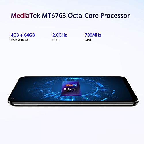 OUKITEL C17 Pro 4G Móviles(2019) Android 9.0 - Pantalla Completa de 6.35 Pulgadas de Agujero Ciego,4GB+64GB,Helio P23 Octa Core Dual SIM Teléfono, 13MP Cámara de Gran Ángular,3900mAh Batería,Rojo