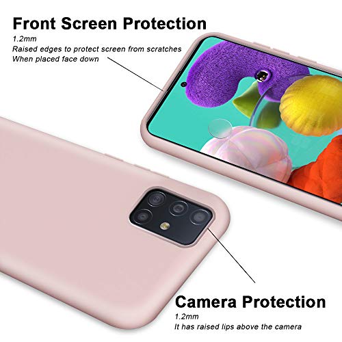 Oureidoo Funda para Samsung Galaxy A51, Funda para Silicona Líquida con [Tacto Agradable] [Protección contra Caídas] [Anti-Arañazos] para Samsung Galaxy A51 - Rosa Arena