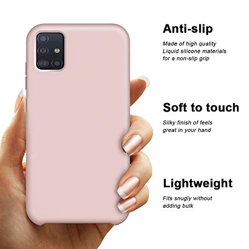 Oureidoo Funda para Samsung Galaxy A51, Funda para Silicona Líquida con [Tacto Agradable] [Protección contra Caídas] [Anti-Arañazos] para Samsung Galaxy A51 - Rosa Arena