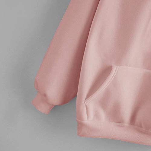 Overdose Las Mujeres De OtoñO De Manga Larga CáLida Delgada Sudadera Bolsillos con Cremallera Sport con Capucha Casual Blusa SeñOra Tops Sudadera con Capucha Superior (Medium, Rosa)