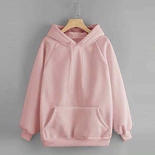 Overdose Las Mujeres De OtoñO De Manga Larga CáLida Delgada Sudadera Bolsillos con Cremallera Sport con Capucha Casual Blusa SeñOra Tops Sudadera con Capucha Superior (Medium, Rosa)