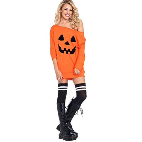 OverDose mujer Hombro FríO Calabaza Traje De Moda De Halloween Mujer Mejor Venta De Disfraces De Halloween