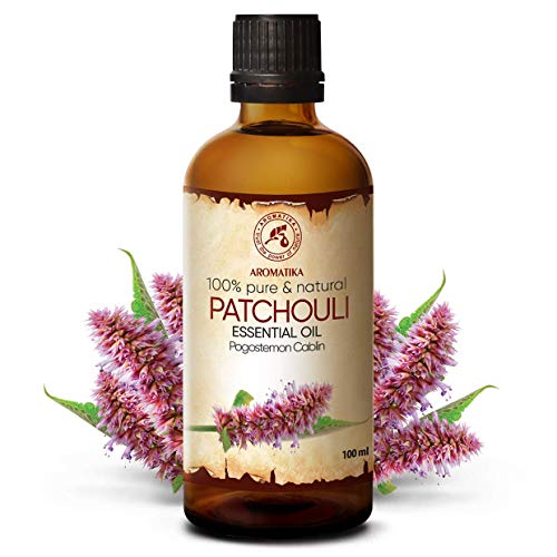 Pachuli Aceite Esencial 100ml - Pogostemon Cablin - 100% Puro y Natural - Indonesia - Mejor para Belleza - Aromaterapia - Yoga - Fragancia de Habitación - Difusor de Aroma - Lámpara de Fragancia