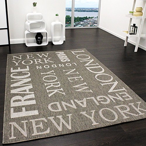 Paco Home Alfombra Moderna City Aspecto Sisal Tejido Liso Diseñador Alfombra En Gris, tamaño:60x110 cm