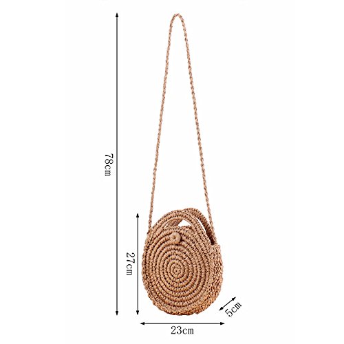 Paja Bolsa Crossbody Mujeres Tejer Bolsa de hombro Ronda Verano Playa Bolso Y Bolsos de mano