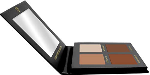 Paleta Contorno Maquillaje Polvos Compactos Maquillaje - Paleta Contouring Polvo Kit Con Espejo - 4 Altamente Pigmentados Colores Mate - Vegano, No Probado En Animales, Hipoalergénico