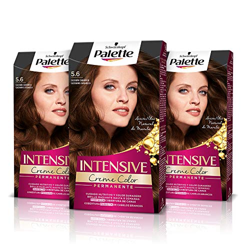 Palette Intense Cream Coloration Intensive Coloración del Cabello 5.6 Castaño Caramelo - Pack de 3