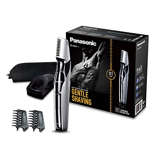 Panasonic ER-GK60-S503 - Recortadora de Barba y Precisión 3 en 1 (Recargable, Forma de Navaja, i-Shaper, 3 accesorios, Acero Inoxidable, Peine para Zonas Delicadas y para Perfilar la Barba), Plata