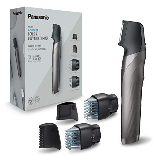 Panasonic ER-GY60-H503 - Recortadora de Barba y Precisión 3 en 1 (Recargable, Forma de Navaja, i-Shaper, 4 accesorios, Acero Inoxidable, Peine para Zonas Delicadas y para Perfilar la Barba) Plateado