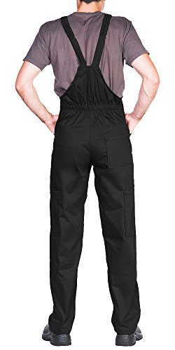 Pantalones con peto de trabajo para hombre, Made in EU, Mono de trabajo, Azur, blanco, rojo, verde, negro (XXXL, Negro)