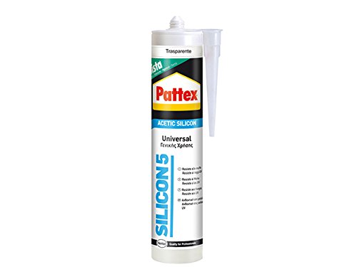 Pattex Silicona Ácida universal transparente ideal aluminio y vidrio, 280ml