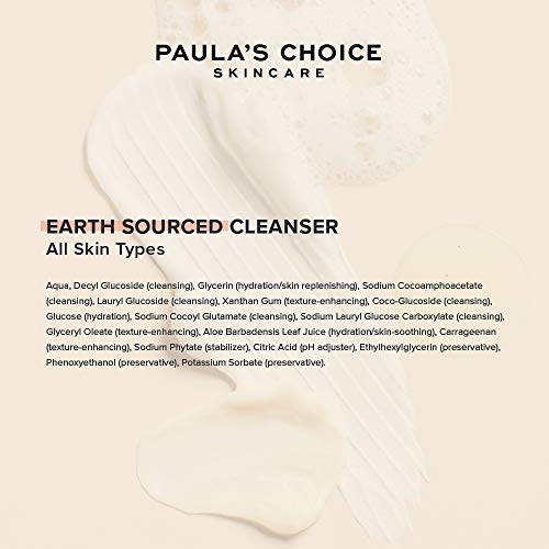 Paula’s Choice Earth Sourced Gel Limpiador Facial Natural - Desmaquillante Limpieza el Maquillaje para Pieles Sensibles - con Glicerina & Aloe Vera - Todos Tipos de Piel - 200 ml
