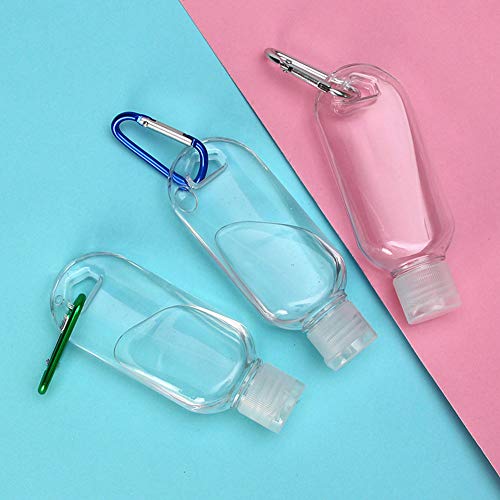 PENGXING 50Pcs 50ml Botella Recargable Vacía Botellas de Almacenamiento con Llavero, Recipiente Cosmético Portátil de Plástico Transparente de Viaje (50pcs)