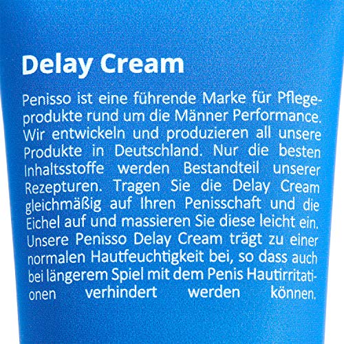 Penisso Delay – Crema retardante para el pene | Fabricada en Alemania | Contra la eyaculación precoz | Para un placer más duradero | Ingredientes naturales, delicada con la piel | 100 ml