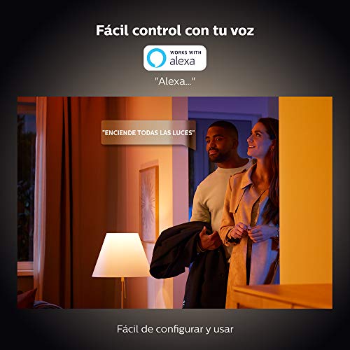 Philips Hue Pack de 2 Bombillas Inteligentes LED E27, con Bluetooth, Luz Blanca y Color, Compatible con Alexa y Google Home