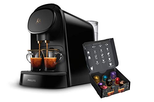 Philips L'OR LM8012/60 Barista - Cafetera compatible con cápsula individual/doble, 19 bares presión, depósito 1L, color negro