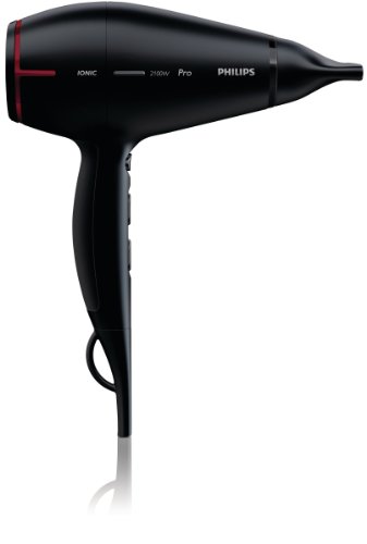 Philips Pro HPS910/00 - Secador de Pelo Profesional, Motor AC, Ionico, Boquilla 8 mm, 3 Velocidades, 3 Temperaturas, 2100w, Negro