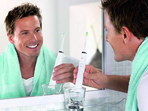 Philips Sonicare DiamondClean HX9327/87 - Pack 2 cepillos de dientes eléctricos recargables, 5 modos, 2 cabezales, vaso cargador, Color Blanco