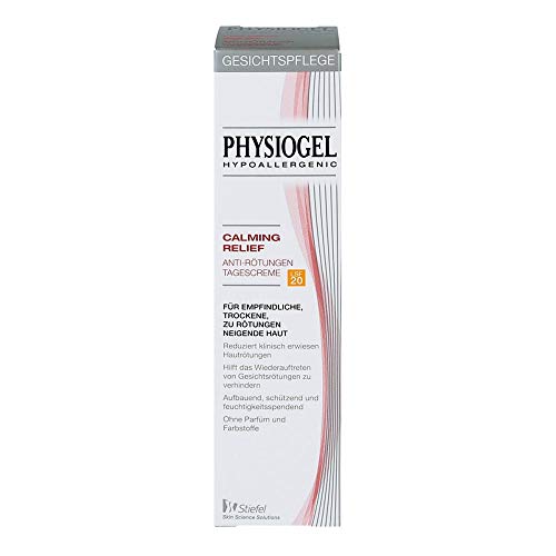 PHYSIOGEL Calming Relief Antienrojecimiento Crema de día SPF 20, hipoalergénica – Reduce las rojeces faciales y cuida la piel seca, 40 ml