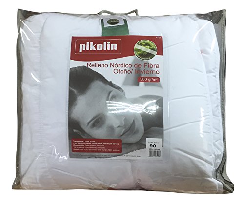 Pikolin Home - Edredón/Relleno nórdico de fibra antiácaros, otoño-invierno, 300gr/m², color blanco, 240x220cm-Cama 150/160 (Todas las medidas)