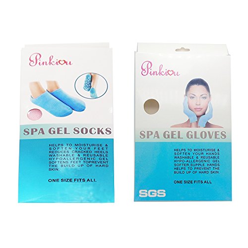 Pinkiou Soften SPA Gel Hidratante guantes y calcetines para hidratar el cuidado de la piel agrietada (azul)