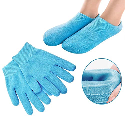 Pinkiou Soften SPA Gel Hidratante guantes y calcetines para hidratar el cuidado de la piel agrietada (azul)