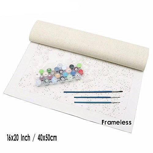 Pintura por número de Kit, Diy pintura al óleo dibujo Chica romántica caminando por debajo de los árboles lienzo con pinceles Decoración de Navidad decoraciones regalos - 16 * 20 pulgadas sin marco