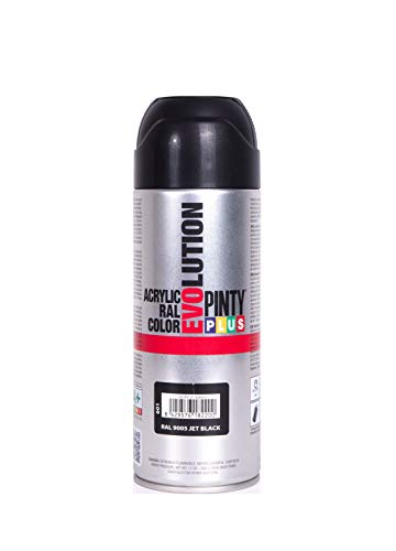 PINTYPLUS EVOLUTION 601 Pintura Spray Acrílica Brillo 520cc Jet Black, Negro Ral 9005, Estándar