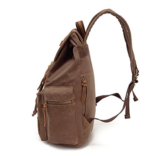 P.KU.VDSL Canvas Rucksack 15L Mochila Tipo Casual, 42 cm, 15 Liters, Marrón (Kaffee)