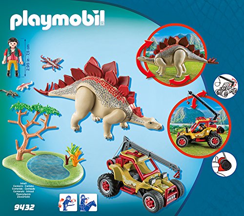 PLAYMOBIL Dinos Vehículo Explorador con Estegosaurio y Cabrestante de Cable, a Partir de 4 Años (9432)